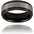 Ceramic/ Tungsten Inlay Ridged Polished Ring (8 mm)
