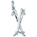Sterling Silver Snow Skis and Poles Charm