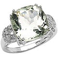 Malaika Sterling Silver Green Amethyst and Diamond Accent Ring