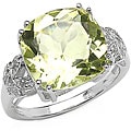 Lemon Topaz and Diamond Silver Ring