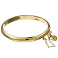 Caribe Gold 14k over Sterling Silver Polished Heart Charm Baby Bangle