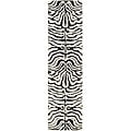 Handmade Soho Zebra Ivory/ Black N. Z. Wool Runner (2'6 x 14')