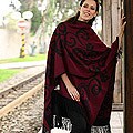 'Cherry Blossom' Alpaca Wool Reversible Ruana Cloak (Peru)