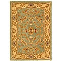 Handmade Antiquities Treasure Teal/ Beige Wool Rug (2' x 3')