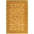 Handmade Antiquities Treasure Ivory/ Brown Wool Rug (5' x 8')