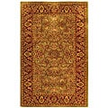 Handmade Taj Mahal Green/ Rust Wool Rug (4' x 6')