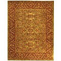 Handmade Taj Mahal Green/ Rust Wool Rug (6' x 9')