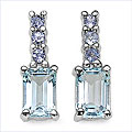 Sterling Silver Blue Topaz Tanzanite Earrings