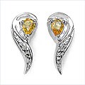 Sterling Silver Yellow Sapphire Diamond Earrings