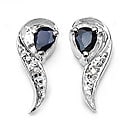 Malaika Silver Genuine Blue Sapphire and Diamond Earrings