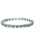 Malaika Sterling Silver Genuine Emerald Oval Bracelet
