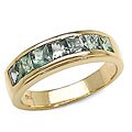 18k Gold over Silver Genuine Green Sapphire Ring