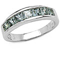 Sterling Silver and Green Sapphire Squares Ring
