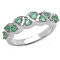 Sterling Silver Genuine Emerald Ring (Size 7)