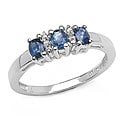 Malaika Silver Genuine Blue Sapphire and Diamond Ring