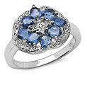 Sterling Silver and Blue Sapphire Flower Ring