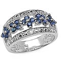 Malaika Sterling Silver Blue Sapphire Diamond Ring