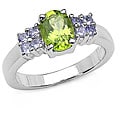 Malaika Sterling Silver Peridot and Tanzanite Ring