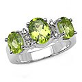 Malaika Sterling Silver Peridot and White Topaz Ring