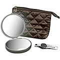 Floxite Lighted 10x/ 1x Compact Mirror and Tweezer Set