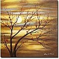Hand-painted 'Red Bud Rhythm' Canvas Art