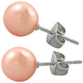 Stainless Steel Faux Pink Pearl Earrings