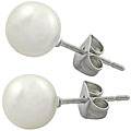 Stainless Steel White Faux Pearl Earrings