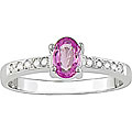 14k White Gold Diamond and Pink Sapphire Ring