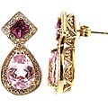 Michael Valitutti 14k Gold Kunzite, 1/4ct TDW Diamond Earrings (I-J, SI)