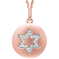 14k Rose Gold 1/10ct TDW Diamond Star of David Disc Pendant