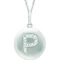 14k White Gold Diamond Initial 'P' Disc Necklace