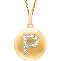 14k Yellow Gold 1/20 to 1/10ct Diamond Initial P Disc Pendant