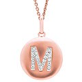 14k Rose Gold Diamond Initial 'M' Disc Necklace