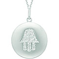 14k White Gold 1/5ct TDW Diamond Hamsa Disc Necklace