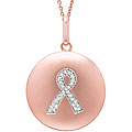 14k Gold 1/10ct TDW Diamond Breast Cancer Awareness Ribbon Necklace