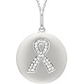 14k Gold Diamond Breast Cancer Ribbon Disc Pendant