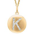 14k Yellow Gold Diamond Initial 'K' Disc Necklace