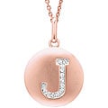 14k Rose Gold Diamond Initial 'J' Disc Necklace