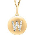 14k Yellow Gold and 1/10ct TDW Diamond Initial 'W' Necklace