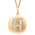 14k Yellow Gold Diamond Initial 'H' Disc Necklace