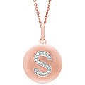 14k Rose Gold Diamond Initial 'S' Disc Necklace