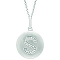14k White Gold Diamond Initial 'S' Disc Necklace