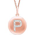 14k Rose Gold Diamond Initial P Disc Pendant