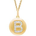 14k Yellow Gold Diamond Initial 'B' Disc Necklace