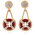 Michael Valitutti 14k Gold Red Coral and Diamond Earrings