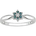 10k Gold 1/6ct TDW Blue and White Diamond Ring
