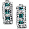 14k Gold 3/4ct TDW Blue/ White Diamond Hoop Earrings (G-H, SI2)