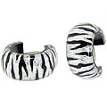 Sterling Silver Foil Resin Striped Hoop Earrings