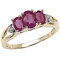 10k Yellow Gold Genuine Ruby and Diamond Ring