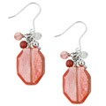 Stonique Creations Silver Cherry Quartz Glass and Mother of Pearl Drop Earrings